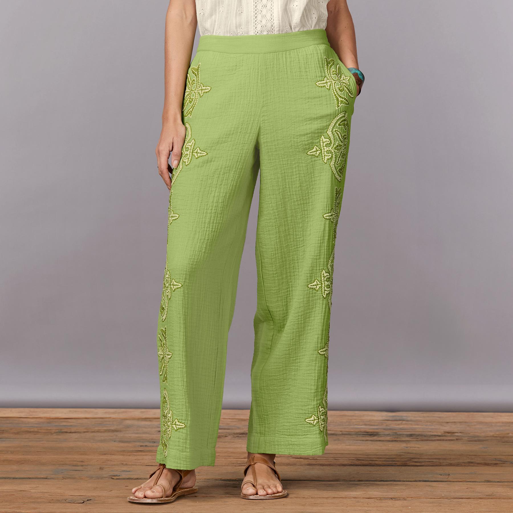 Morgana Embroidered Pants. Petite