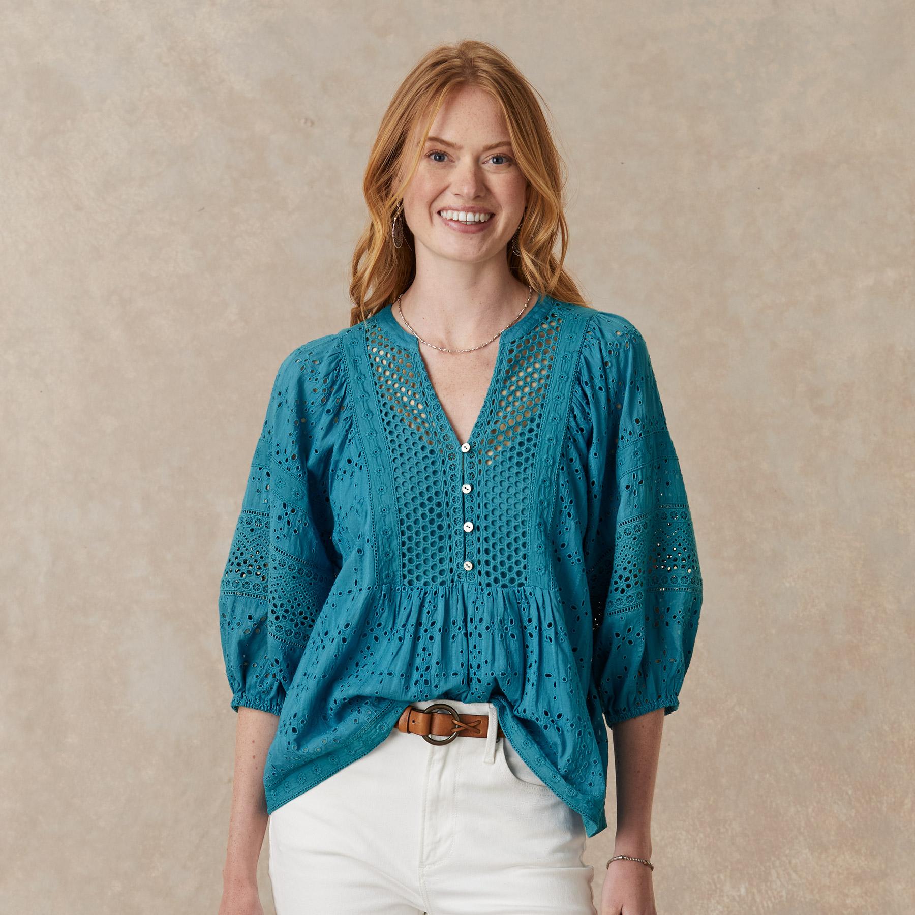 Eyelet Symphony Top. Petite