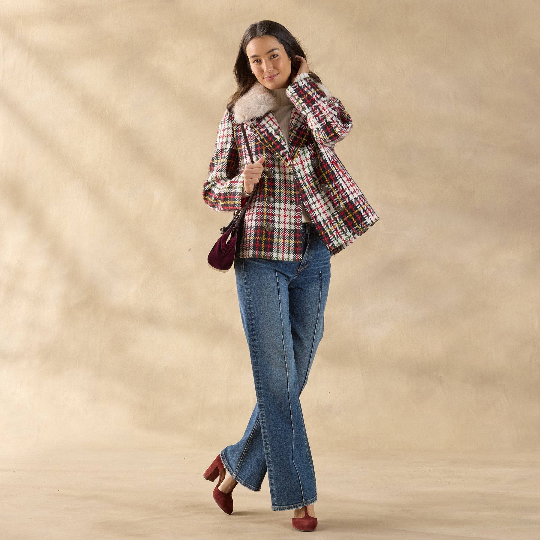 Plaid Alpenhorn Coat. Petite