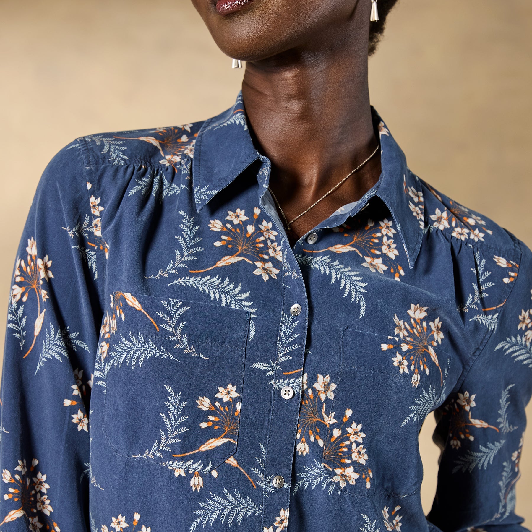 Ryleigh Mixed-Print Shirt. Petite
