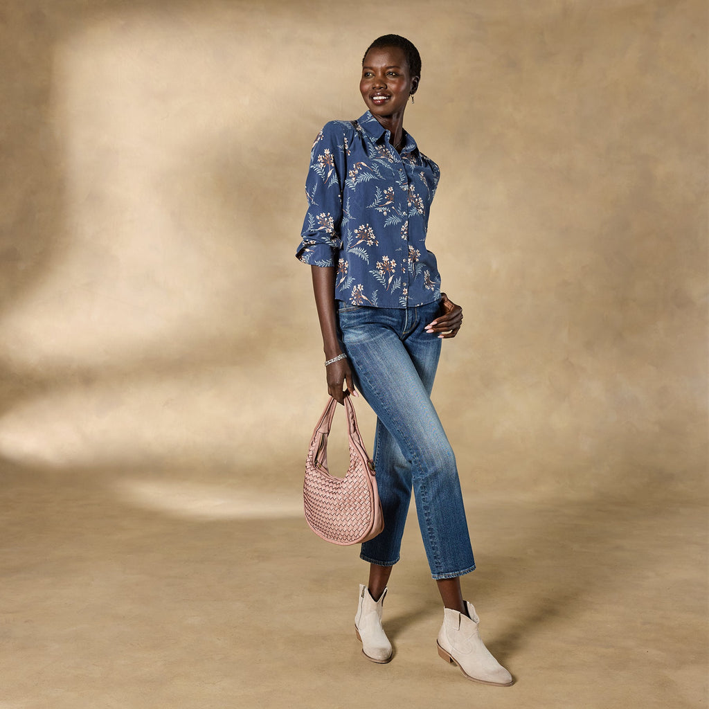 Ryleigh Mixed-Print Shirt. Petite
