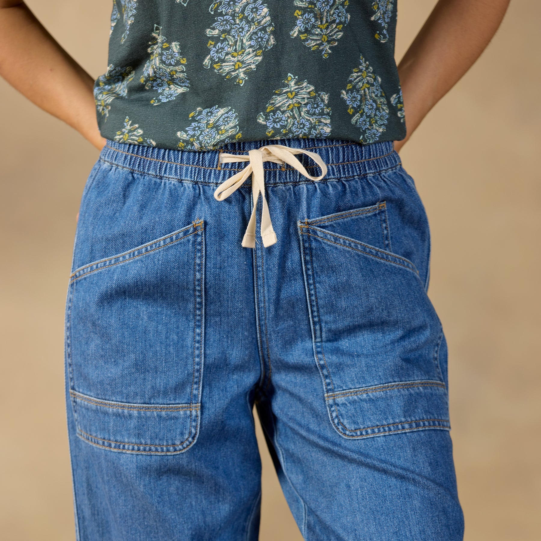 Nyla Denim Joggers. Petite