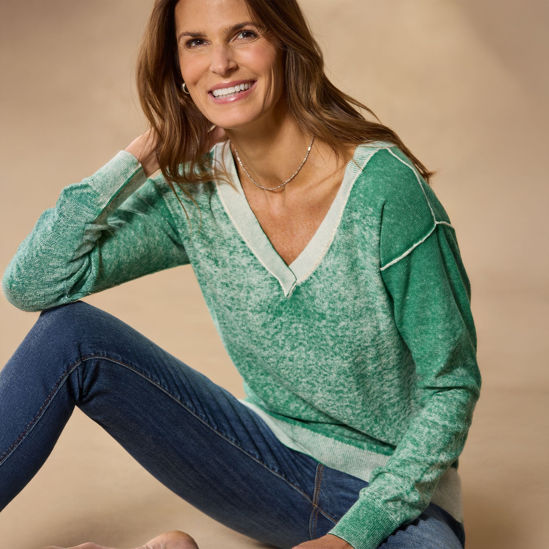 Samantha V-Neck Sweater. Petite