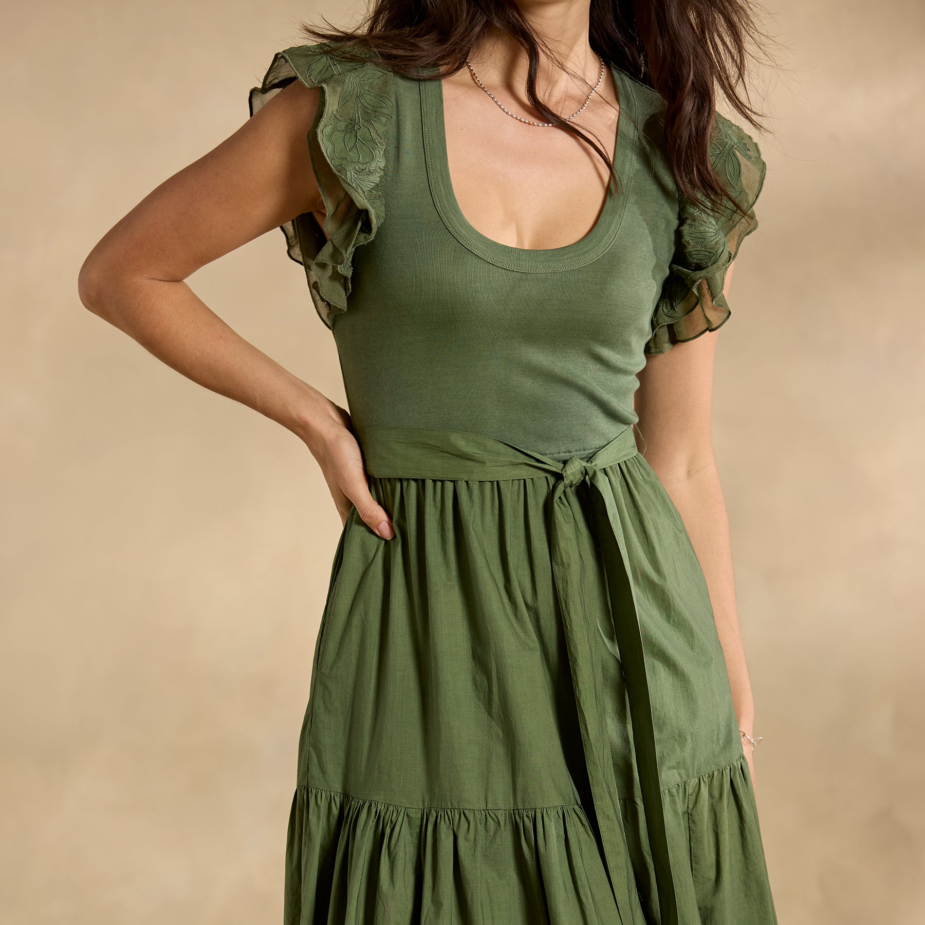 Madera Mixed-Media Dress. Petite