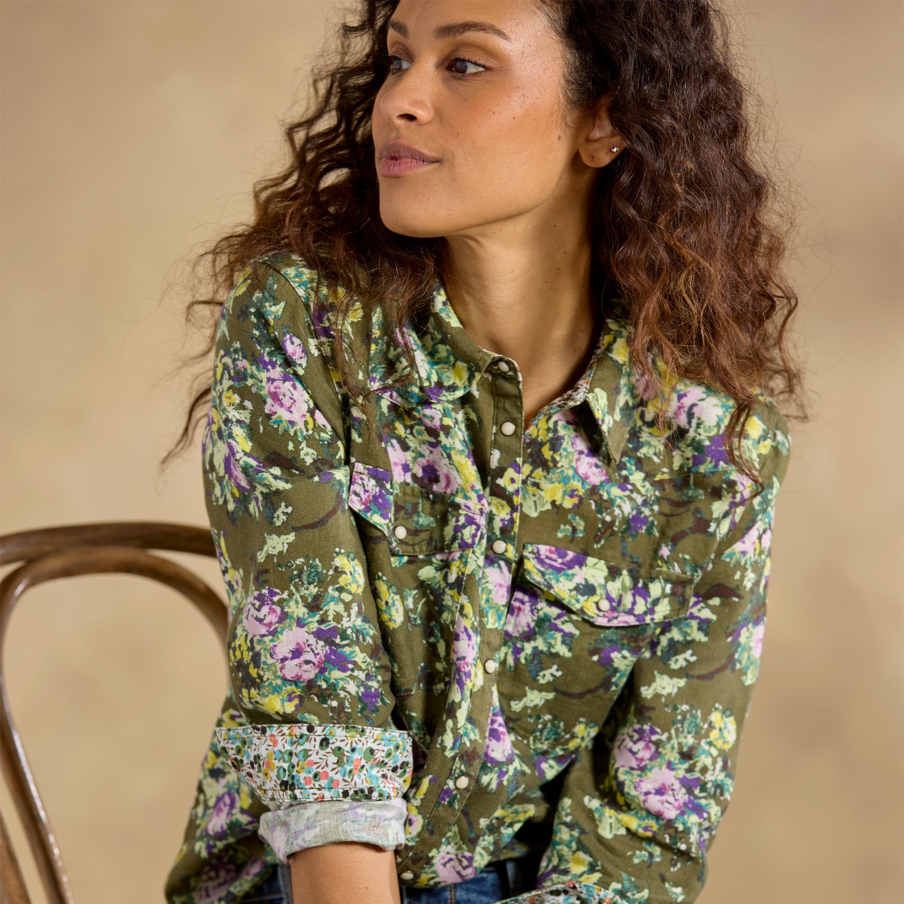 Willow Linen Floral Shirt. Petite
