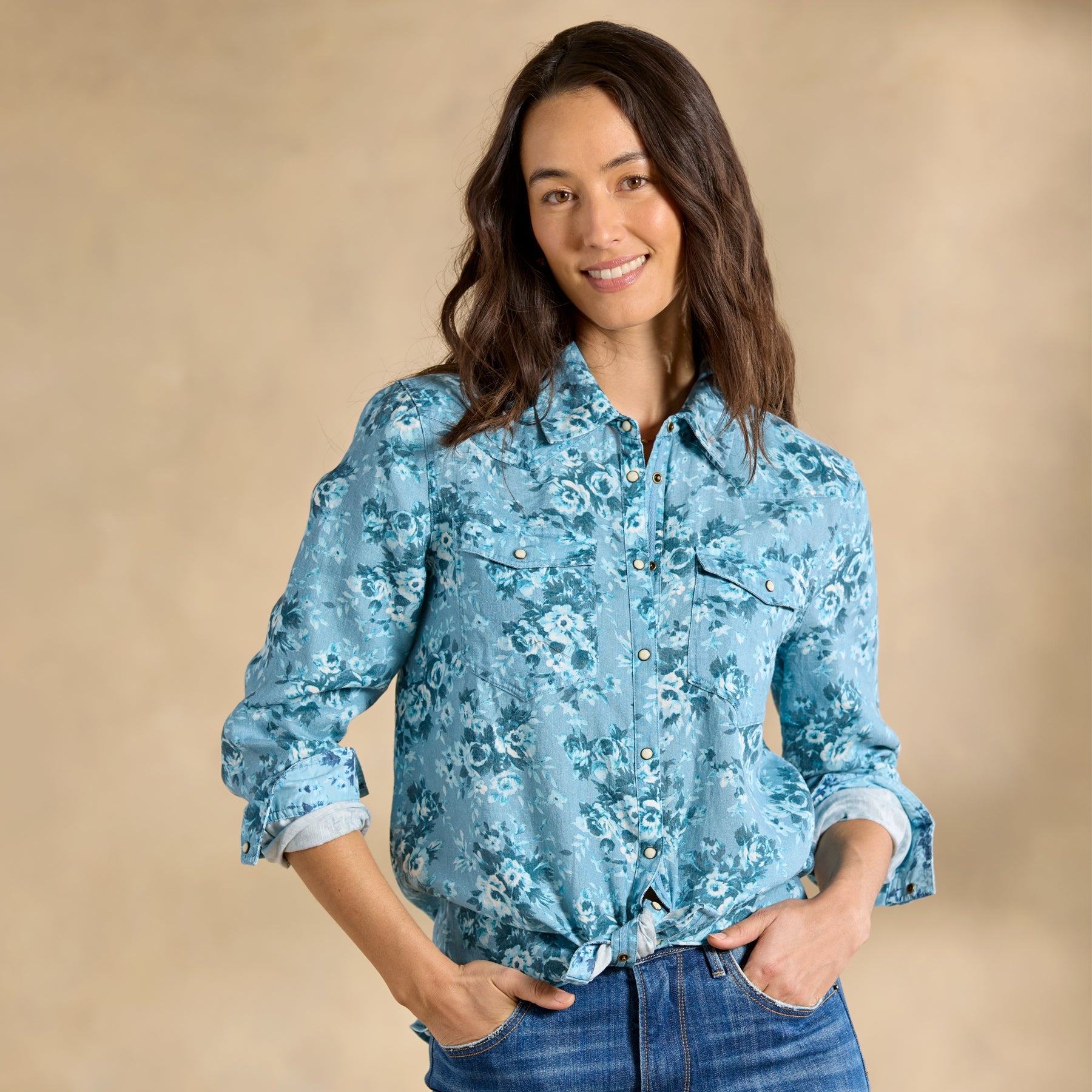 Willow Linen Floral Shirt. Petite