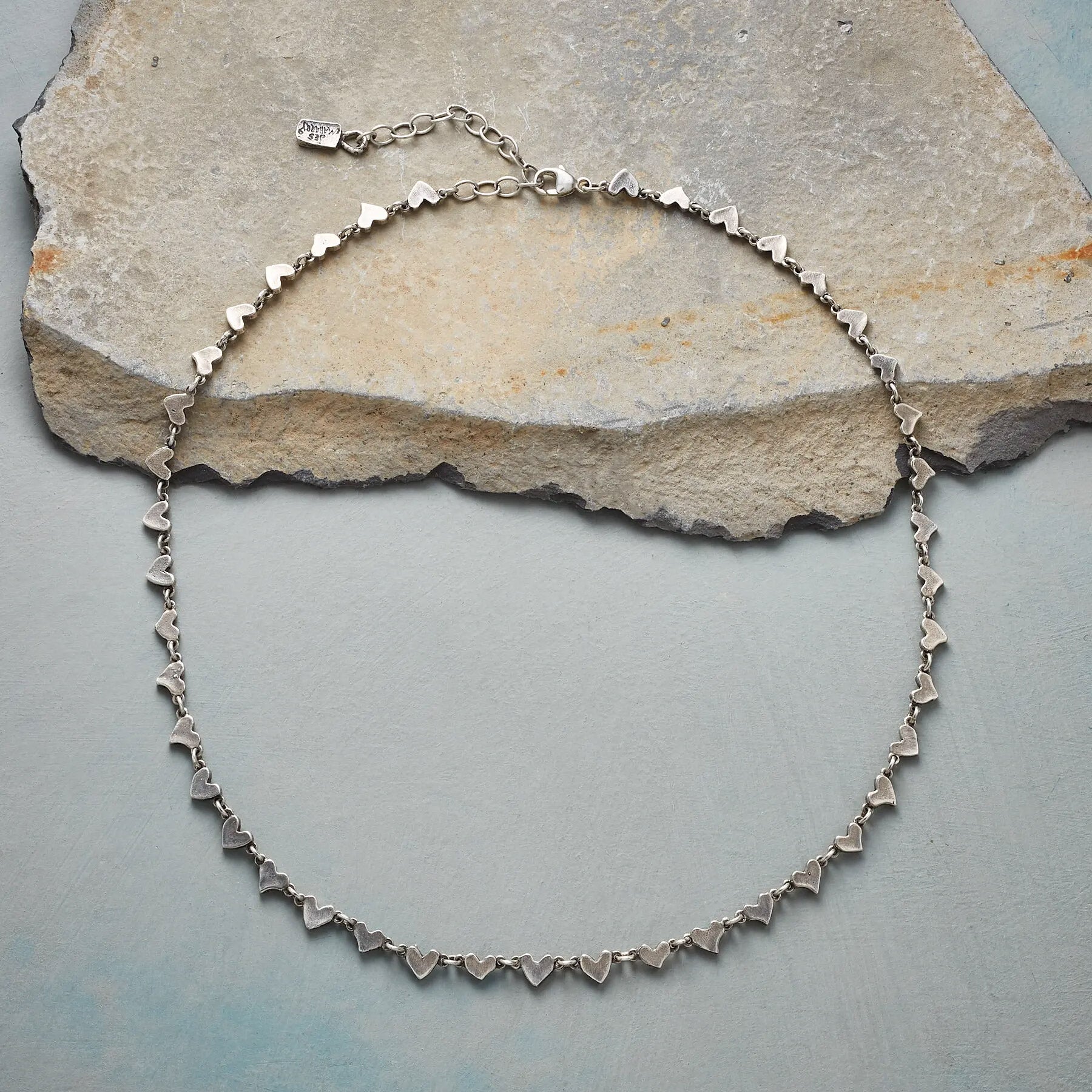 Sterling Chain Of Hearts Necklace